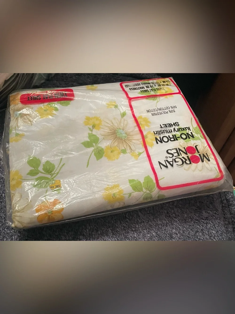 Morgan Jones Vintage No-Iron Luxury Muslin Twin Sheet White Yellow Green Floral